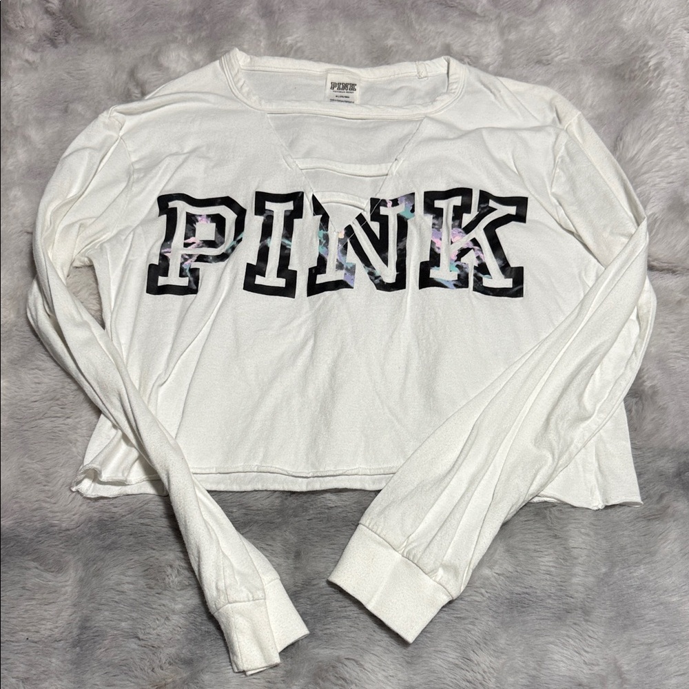 PINK Victoria's Secret White Crop Top